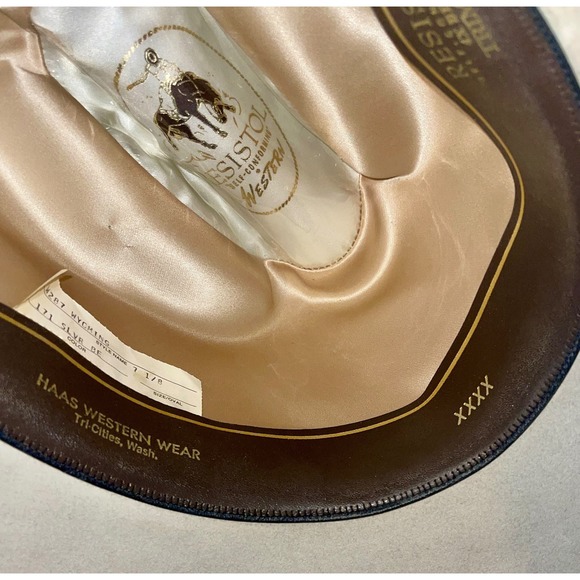 Haas Vintage Western Resistol Cowboy Hat Self Conforming 4X Beaver Silver 7 1/8 - Picture 9 of 10